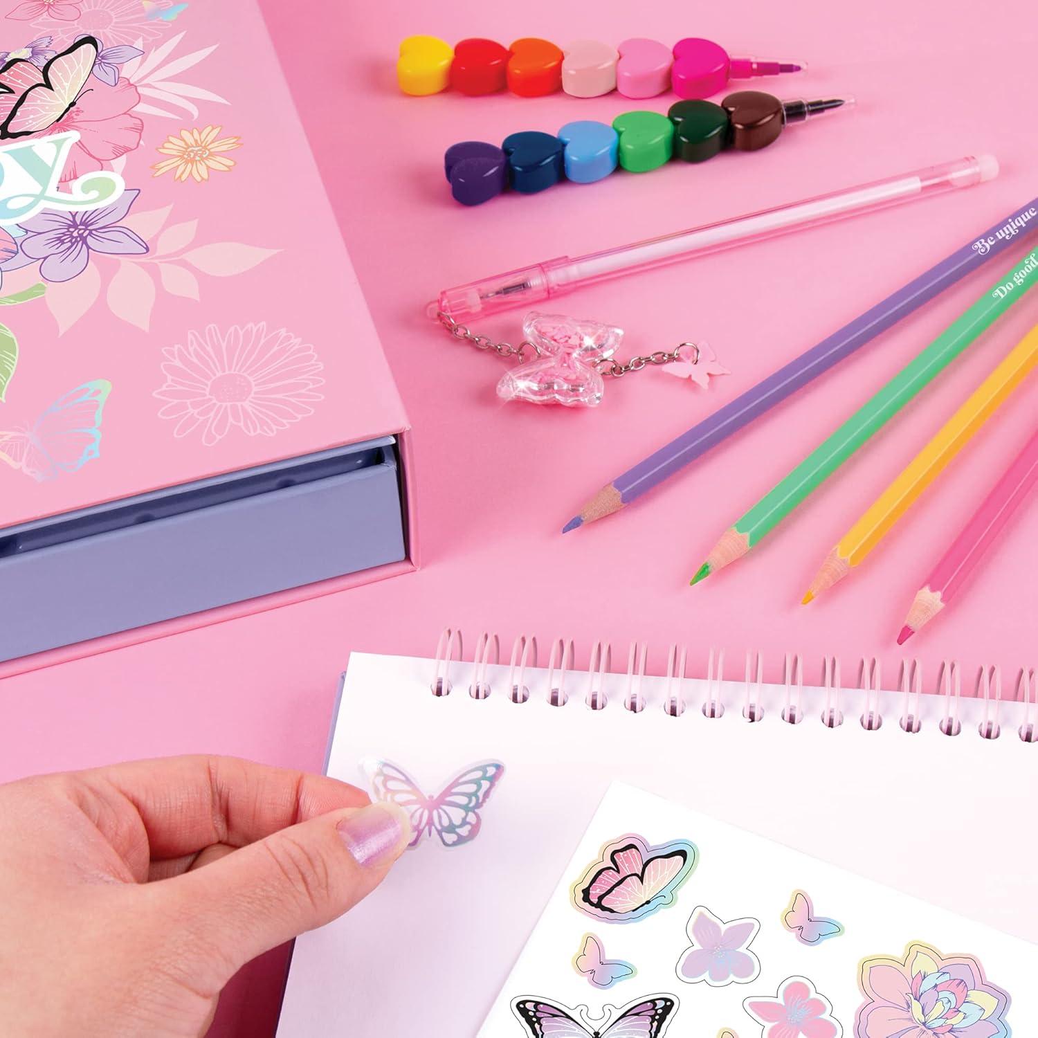 image:image3C4G Butterfly Sketchbook amp Drawing Kit  Art Set for Kids amp Teens wCrayons Colored Pencils Pen amp Storage Box  Childrens Art Supplies  Art Supplies Kit for Kids 681012 by Make It Real