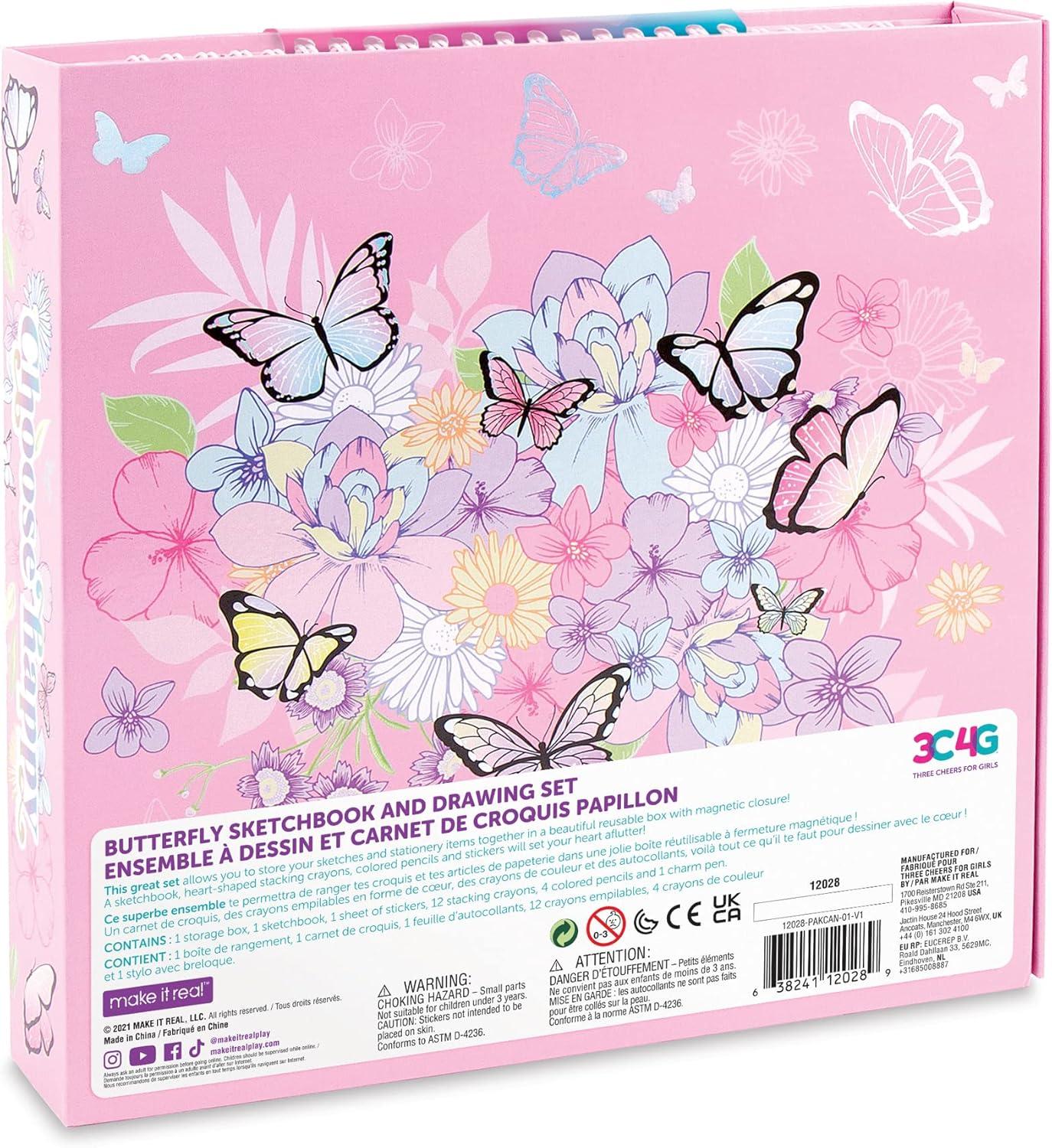 image:image3C4G Butterfly Sketchbook amp Drawing Kit  Art Set for Kids amp Teens wCrayons Colored Pencils Pen amp Storage Box  Childrens Art Supplies  Art Supplies Kit for Kids 681012 by Make It Real