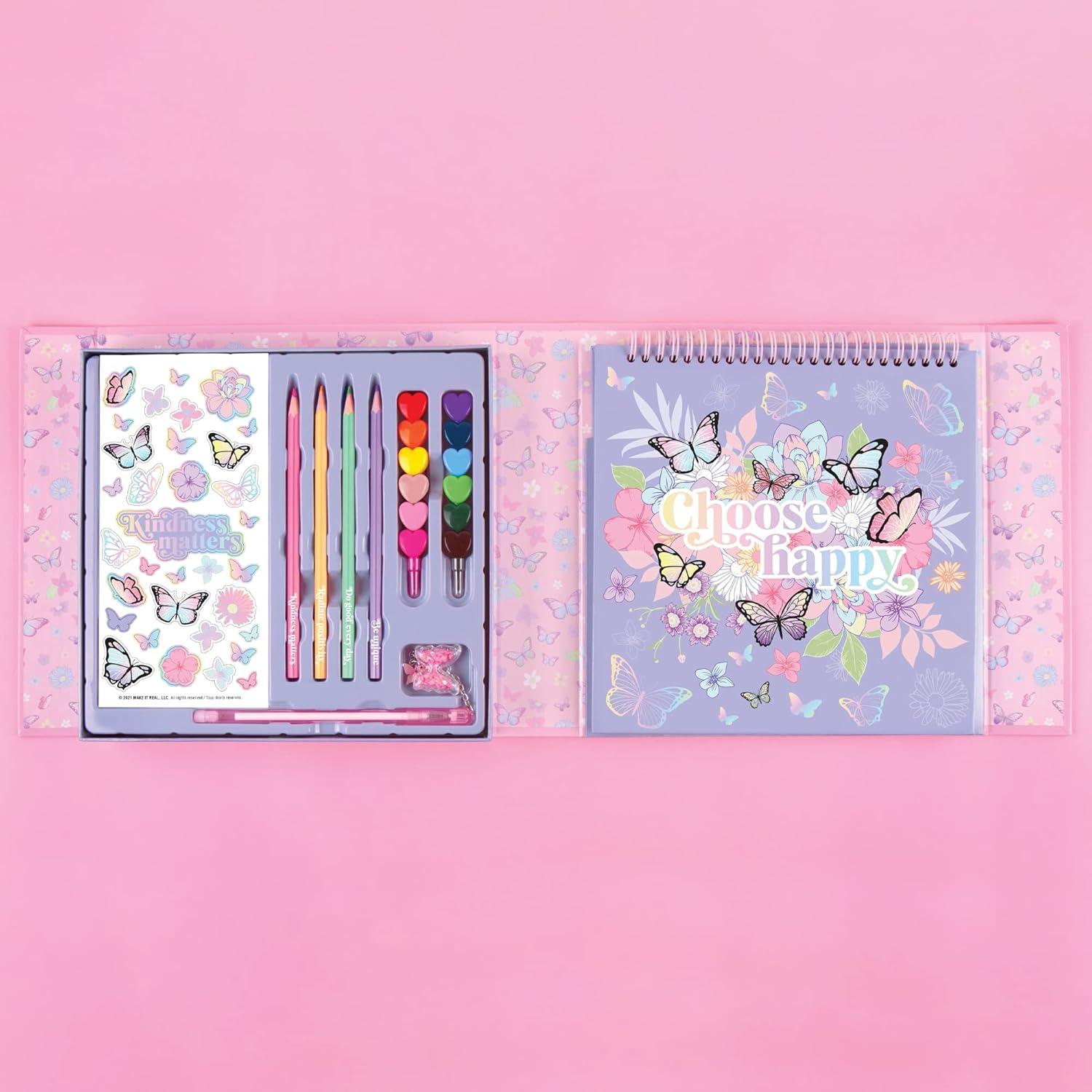 image:image3C4G Butterfly Sketchbook amp Drawing Kit  Art Set for Kids amp Teens wCrayons Colored Pencils Pen amp Storage Box  Childrens Art Supplies  Art Supplies Kit for Kids 681012 by Make It Real