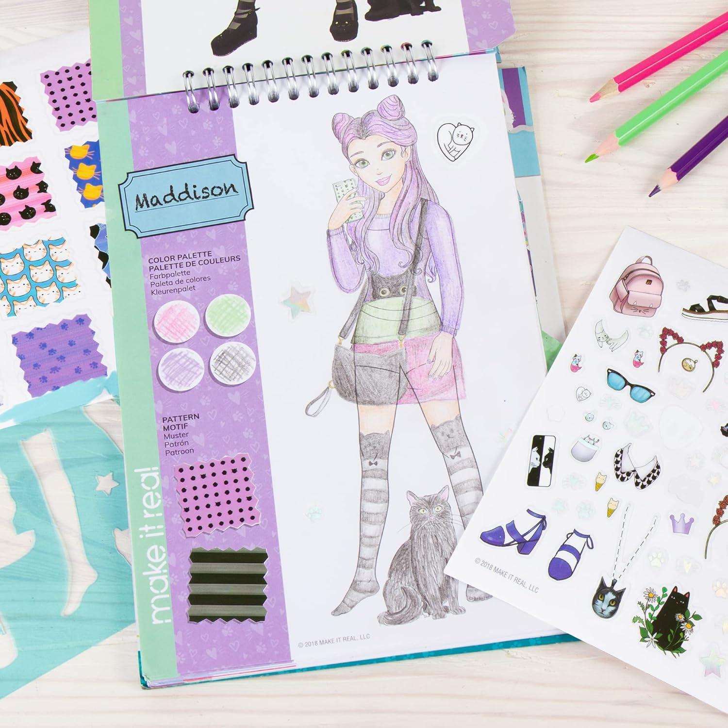 image:imageMake It Real Fashion Design Sketchbook for Girls Pastel Pop Kit with 105 Stickers Stencils Design Guide Pastel amp RainbowThemed Fashion Creative Gift Kids Ages 6 Develops RealWorld SkillsPretty Kitty