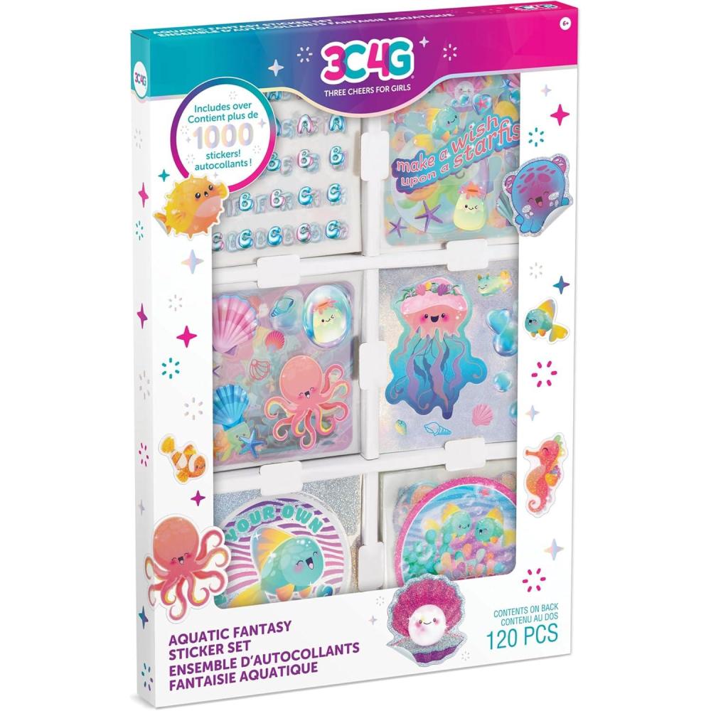 image:image3C4G Aquatic Fantasy Sticker Set  120 Sheets w 1000 OceanInspired Stickers Holographic Foil amp Glitter Finishes Three Cheers for Girls Kids 6