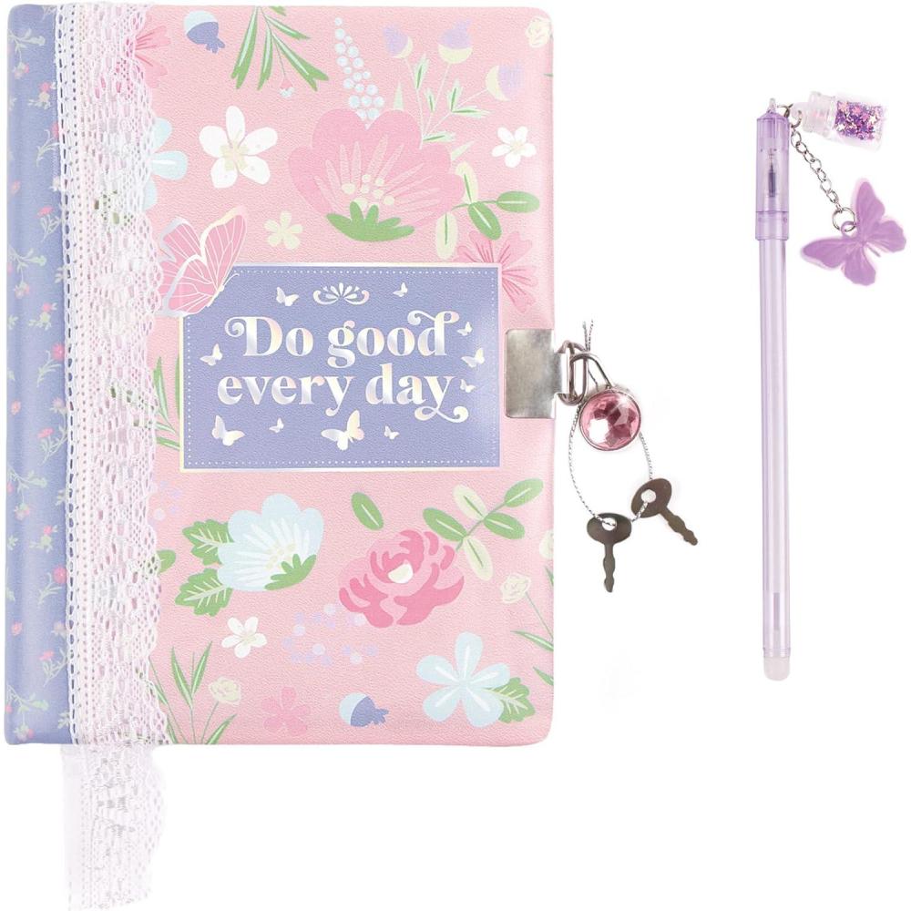 image:image3C4G Cottagecore Floral Locking Journal  Kids Diary with Lock for Girls  Floral Themed Girls Diary with Lock and Key amp Glitter Charm Pen  Kids Diary for Girls Ages 68101214 by Make It Real