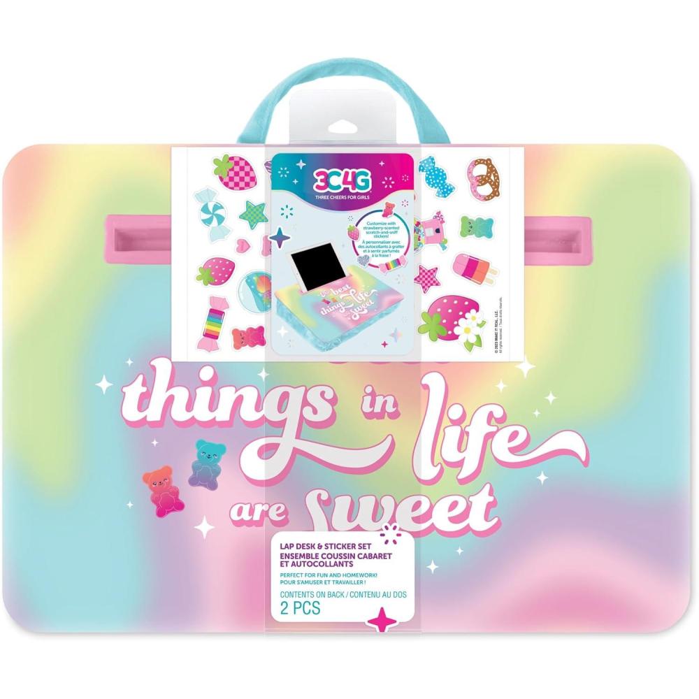image:image3C4G Life is Sweet Lap Desk amp Sticker Set  Customize with Scrawberry Scented Stickers Portable Pillow Desk for Kids Versatile Media Slot Ages 6