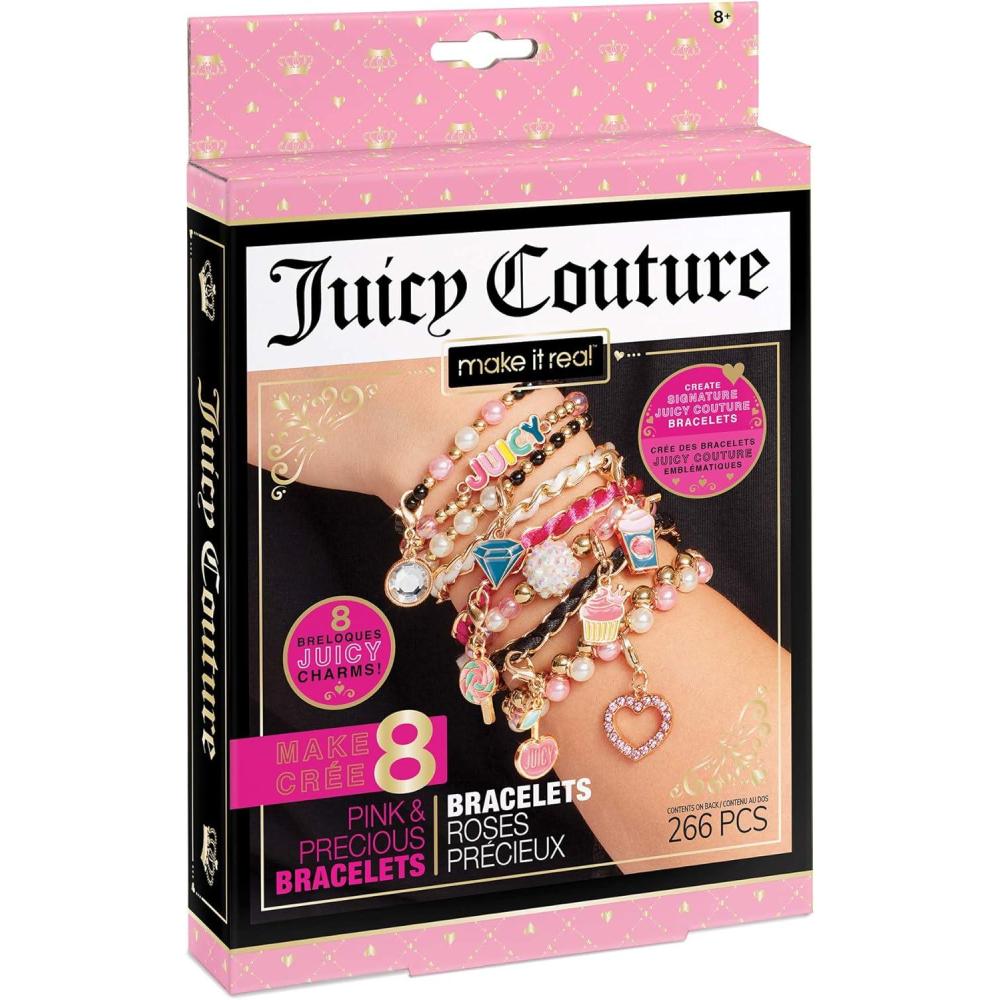 image:imageMake It Real  Juicy Couture Pink and Precious Bracelets  DIY Charm Bracelet Making Kit  Friendship Bracelet Kit with Charms Beads amp Cords  Arts amp Crafts Bead Kit for Girls  Makes 8 Bracelets