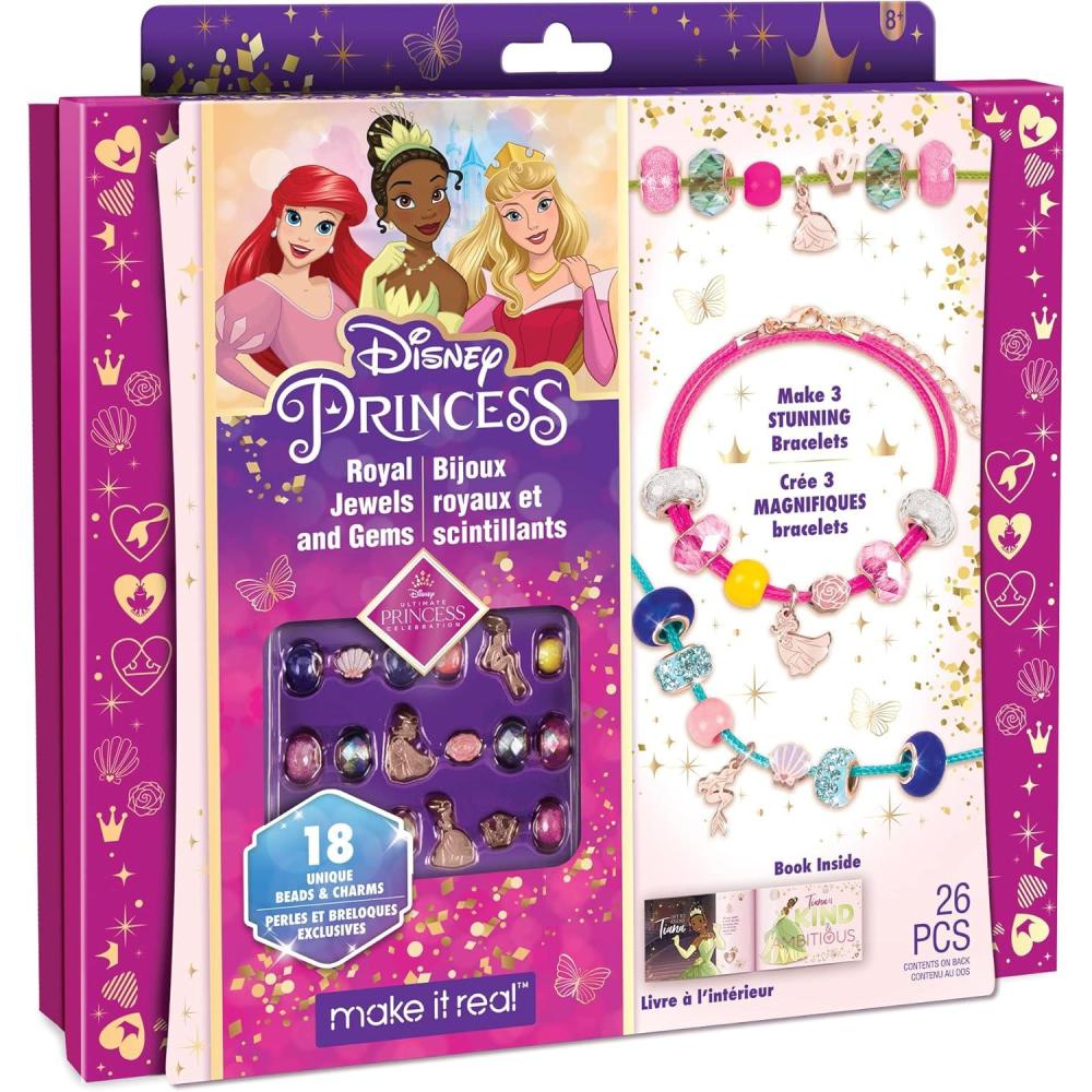 image:imageMake It Real  Ultimate Princess Royal Jewels and Gems  DIY Charm Bracelet Making Kit with Disney Princess Charms  Arts amp Crafts Bead Kit for Girls amp Teens  Makes 3 Bracelets  Ages 8