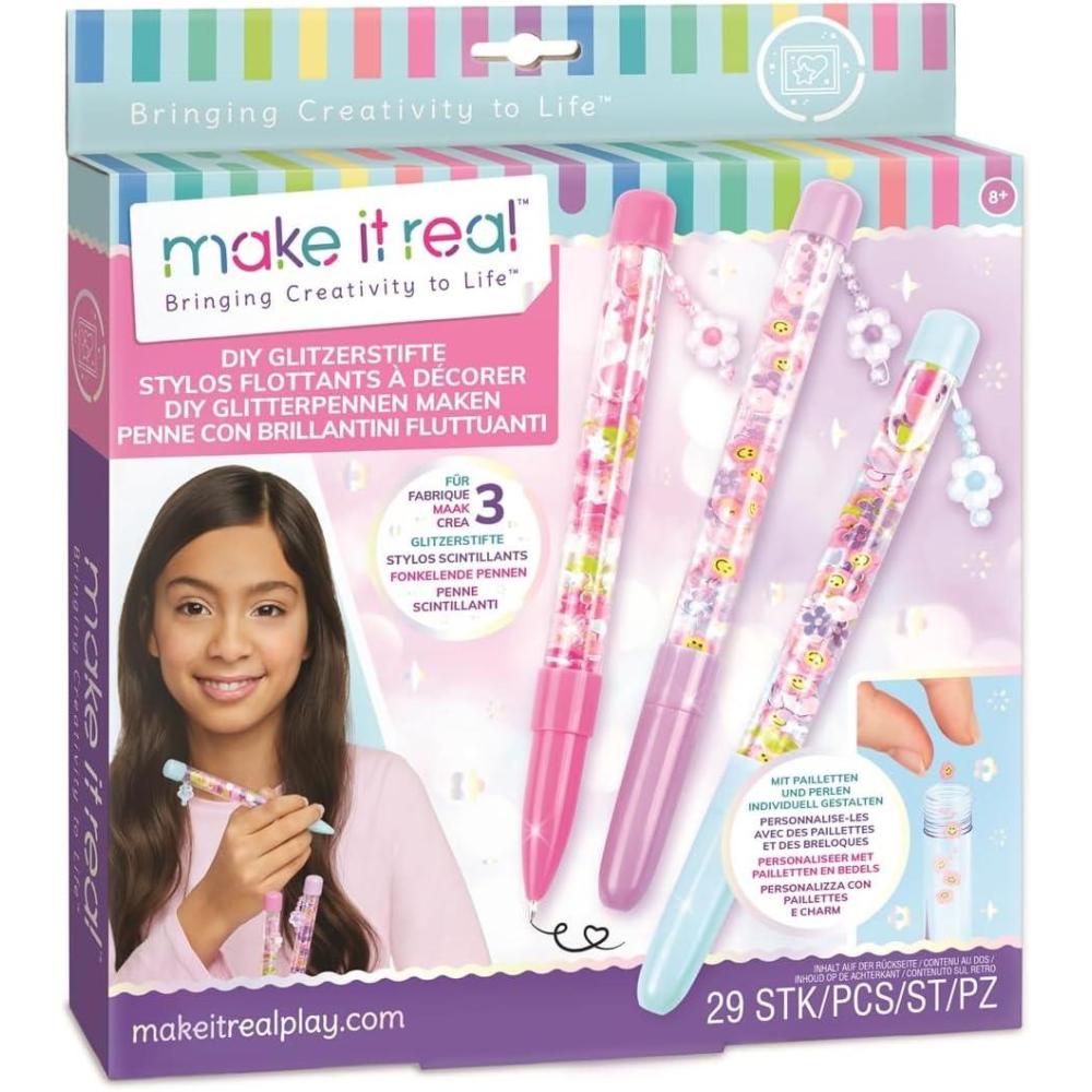 image:imageMake It Real DIY Floaty Pens Kit  Create 3 Sparkly Customizable Pens with Glitter amp Charms  Fun Craft for Tweens Girls amp Kids Ages 8 MessFree Creative Activity Great Gift for Artistic KidsFloaty Pens