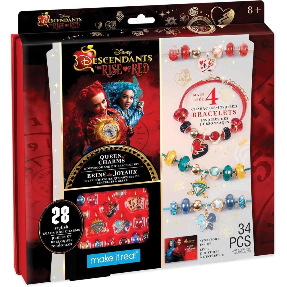 image:imageMake It Real Descendants 4 Rise of Red  Queen of Charms  34pc DIY Jewelry Kit Make 4 Character Inspired Bracelets Disney Girls amp Kids Ages 8Jewelry Kit