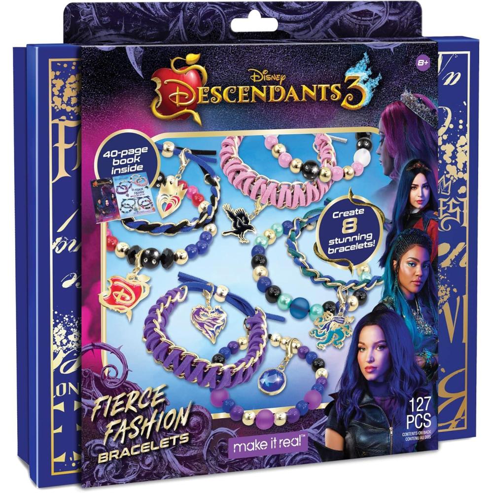 image:imageMake It Real Disney Descendants 3 Fierce Fashion Jewelry Kit  DIY Bead amp Charm Bracelet Making Set Includes Supplies Beads Charms Descendants Book  Create 8 Bracelets for Ages 8