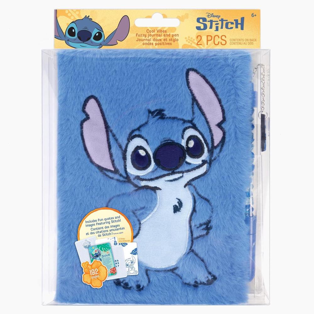 image:imageMake It Real Disney Stitch Cool Vibes Fuzzy Journal amp Pen  192 Lined Pages WFun Quotes amp Images Character Charm Pen Plush Diary Cover Kids 6