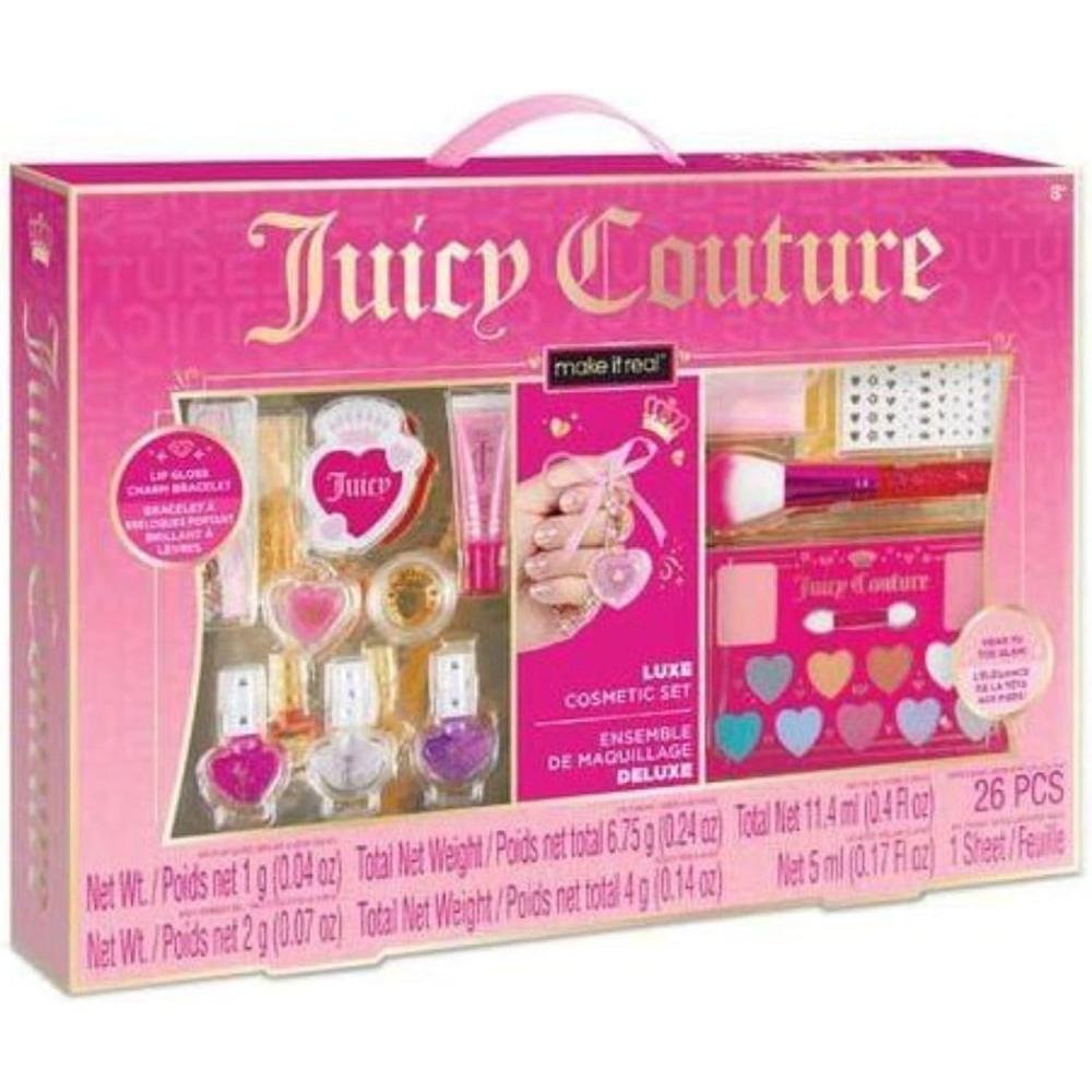 image:imageMake It Real Juicy Couture Luxe Cosmetic Set  Lip Gloss Charm Bracelet Nail Polish Eyeshadow Head to Toe Glam Makeup Kit Girls amp Kids Ages 8