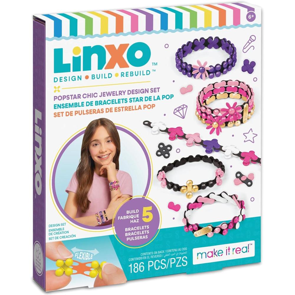 image:imageMake It Real LinXo Popstar Chic Design Jewelry Set  186pcs DIY 5 Flexible Bracelets DesignBuildRebuild Craft Activity Kit Girls amp Kids Ages 6
