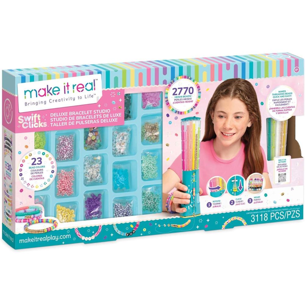 image:imageMake It Real Swift Clicks Deluxe Bracelet Studio  Create Colorful Friendship Bracelets with Swift Clicks Deluxe Design Tool  Includes Beads and CharmsDeluxe Swift Clicks