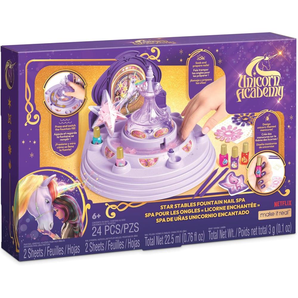 image:imageMake It Real Unicorn Academy Star Stables Fountain Nail Spa  Design Unicorn Manicures Bubbling Water Confetti Soak Polish amp Glow Decals Kids 6