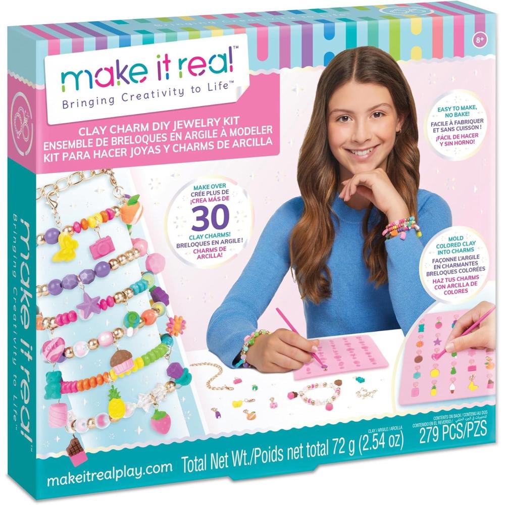 image:imageMake It RealClay Charm DIY Jewelry Kit  Make 30 Clay No Bake Charms to Attach to Your Chain Arts amp Crafts Girls amp Kids Ages 8
