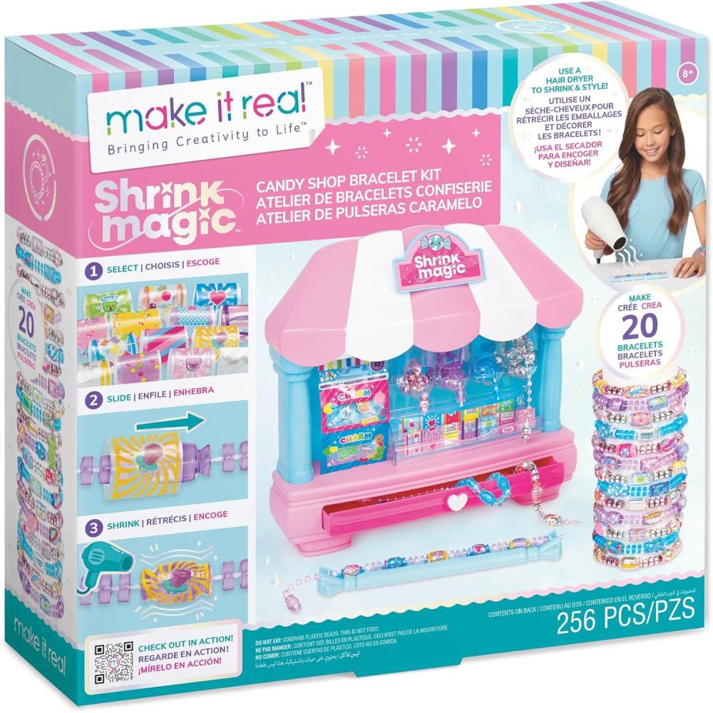 image:imageMake It RealShrink Magic Candy Shop Bracelet Kit  Create 20 Bracelets Use A Hair Dryer to Shrink amp Style DIY Jewelry Kit Girls amp Kids Ages 8Candy Shop
