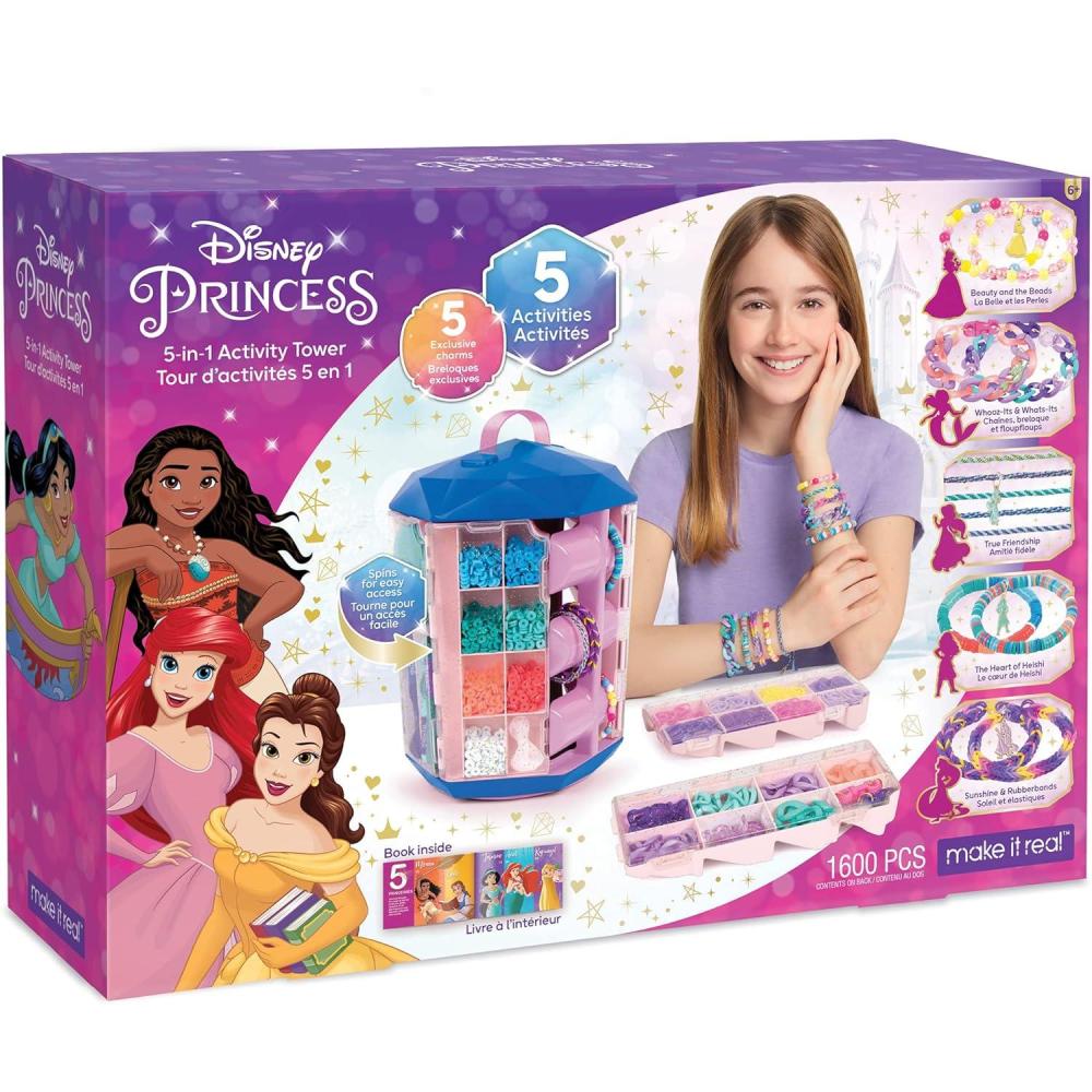 image:imageMake it Real 5 in 1 Activity Tower  Jewelry Making Kit with Storage  Heishi Beads Plastic Links Mini Rubber Bands Round Beads amp Thread  Friendship Bracelet Making Kit for Girls 8101214Unique