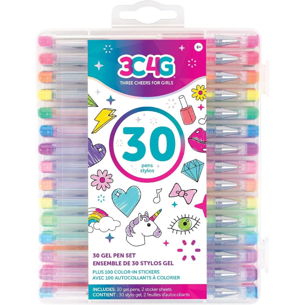 image:imageThree Cheers for Girls by Make It Real  30 Piece Gel Pen Set  Colored Gel Pens with Metallic Pastel Neon Rainbow amp Glitter  Cute Pens for Drawing Coloring or Journaling  Includes 100 StickersOriginal