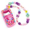 3C4G Make It Real Flip Phone Lip Gloss Set & DIY Lanyard – 7 Strawberry-Scented Lip Gloss Colors – Decorate with Gems & Stickers – Fun Makeup Kit for Girls for Kids Ages 6+