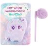 Make It Real 3C4G: Imagination Land Wild Style Plush Journal & Pen – 192 Pages, Pink-Purple-Monster Design, Sketch, Diary, Three Cheers for Girls, Kids Ages 6+