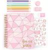 Make it Real 3C4G- Pink & Gold All-in-1 Sketchbook Set – Unlined Diary, Journal & Sketchbook for Kids – Includes Pencils, Stickers & More – Perfect Drawing Kit for Girls – Creative Kids Sketch Pad