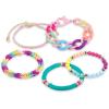 Make it Real 5 in 1 Activity Tower – Jewelry Making Kit with Storage – Heishi Beads, Plastic Links, Mini Rubber Bands, Round Beads & Thread – Friendship Bracelet Making Kit for Girls 8-10-12-14(Round)