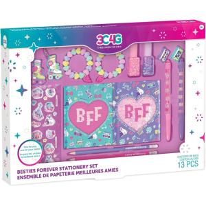 3C4G: Besties Forever Stationery Set – 13pc Matching BFF Set, Journals-Stickers-Bracelets-Keychains-Nail Polish, Three Cheers for Girls, Kids Ages 8+