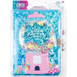 3C4G: Bubble Gum Glitter Locking Journal with Pen – 192 Pages, Take Notes-Design-Sketch, Three Cheers for Girls, Tweens & Kids Ages 6+
