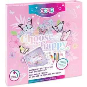3C4G Butterfly Sketchbook & Drawing Kit – Art Set for Kids & Teens w/Crayons, Colored Pencils, Pen & Storage Box – Childrens Art Supplies – Art Supplies Kit for Kids 6-8-10-12 by Make It Real