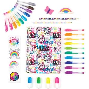 3C4G Graffiti Street Style Jumbo Stationery Set – DIY Journaling Kit for Girls with Diary, Gel Pens, Puzzle Erasers, Stickers & More – Kids Journal for Girls 6-8-10-12-14 by Make It Real