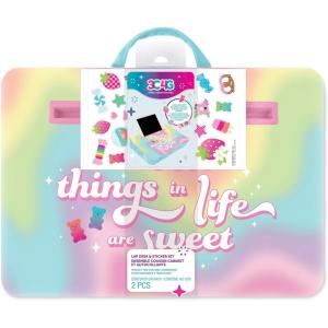 3C4G: Life is Sweet Lap Desk & Sticker Set – Customize with Scrawberry Scented Stickers, Portable Pillow Desk for Kids, Versatile Media Slot, Ages 6+