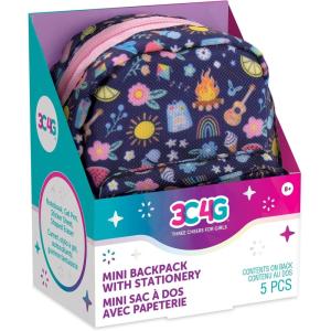 3C4G: Mini Stationary Backpack: Navy – Campfire Pattern, Stocked with Everything Mini, Notebook, Gel Pen, Eraser & Stickers, Take It Anywhere, Make It Real, Ages 8+