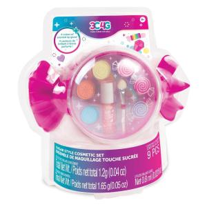 3C4G: Sugar Style Cosmetic Set – 9pcs, 4 Colors of Scented Lip Gloss & Eyeshadow Held in a Candy Shaped Container, Makeup Girls & Kids Ages 8+(Small)