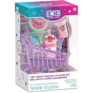 3C4G: Tiny Treats Trolley Lip Gloss Set with Scented Lip Glosses & Rolling Mini Shopping Cart for Girls Ages 8+