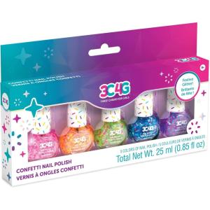 Confetti Nail Polish Set for Girls & Teens – 5 Fun, Non-Toxic Colors with Sparkling Confetti, Safe Nail Polish Kit for Kids Ages 8+ Perfect for Birthdays, Parties & DIY Manicures by 3C4G Make It Real