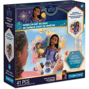 Disney Make It Real Window Art | Wish |Asha & Valentino | DIY Mosaic, Craft Cling on Reusable 41 Pieces, 6+(Asha & Valentino 41 pieces)