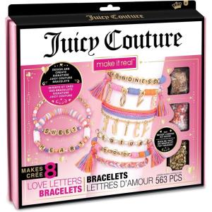 Make It Real – Juicy Couture Love Letters Bracelet Making Kit – Kids Jewelry Making Kit – DIY Charm Bracelet Making Kit for Girls – Friendship Bracelets with Flat Clay Beads for Girls 8-10-12-14