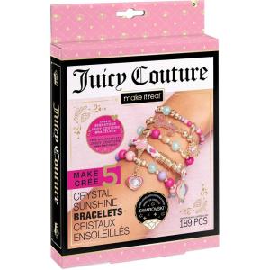 Make It Real – Juicy Couture Mini Crystal Sunshine – DIY Charm Bracelet Making Kit – Friendship Bracelet Kit with Swarovski Crystal Charms – Arts & Crafts Bead Kit for Girls – Makes 5 Bracelets