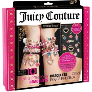Make It Real – Juicy Couture Pink and Precious Bracelets – DIY Charm Bracelet Kit with Beads for Tween Jewelry Making – Jewelry Making Kit for Girls