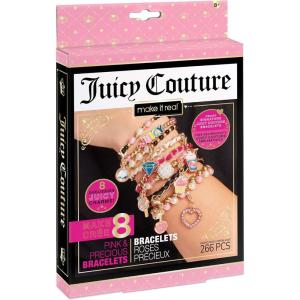 Make It Real – Juicy Couture Pink and Precious Bracelets – DIY Charm Bracelet Making Kit – Friendship Bracelet Kit with Charms, Beads & Cords – Arts & Crafts Bead Kit for Girls – Makes 8 Bracelets