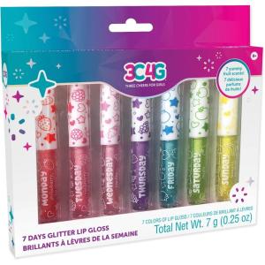 Make It Real 3C4G 7 Days Glitter Lip Gloss – Flavored Lip Gloss Set for Girls – Strawberry, Raspberry, Vanilla and More! – 7 Piece Lip Gloss Kit