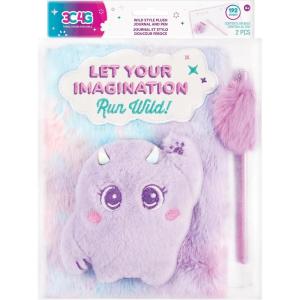 Make It Real 3C4G: Imagination Land Wild Style Plush Journal & Pen – 192 Pages, Pink-Purple-Monster Design, Sketch, Diary, Three Cheers for Girls, Kids Ages 6+