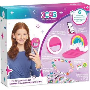 Make It Real 3C4G: Tech Accessories Set – 7pcs, Customize Your Phone Case, DIY Fashionable Decorations, Tweens, Girls & Kids Ages 8+, Three Cheers for Girls