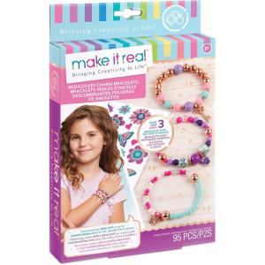Make It Real: Bedazzled! Charm Bracelets Kit – Blooming Creativity – Create 3 Unique Bracelets, 104 Pieces, Includes Play Tray, All-In-One, DIY Jewelry Kit, Tweens & Girls, Arts & Crafts, Ages 8+