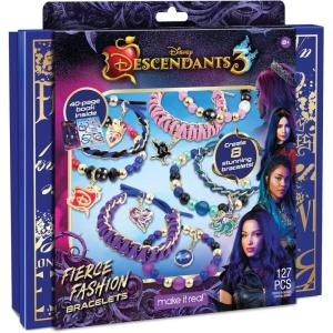 Make It Real Disney Descendants 3 Fierce Fashion Jewelry Kit – DIY Bead & Charm Bracelet Making Set, Includes Supplies, Beads, Charms, Descendants Book – Create 8 Bracelets, for Ages 8