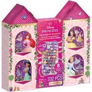 Make It Real: Disney Princess: Castle Style DIY Bracelet Kit – 332 pcs Jewelry Set, Create 12 Bracelets, 8 Exclusive Charms, Girls & Kids Ages 6+