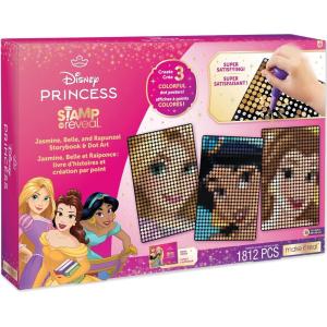 Make It Real Disney Princess Dot Art Set – Jasmine, Belle, Rapunzel | Interactive Craft Kit with Stamper & 1800 Dots for Ages 6+ | Creative Art for Kids