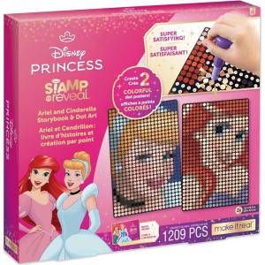 Make It Real: Disney Stamp to Reveal Ariel & Cinderella Storybook & Dot Art – 1209 pcs, DIY 2 Princess Dot Posters, Craft Kit, Girls & Kids Ages 6+(Ariel DIY Poster)