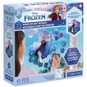 Make It Real Disney: Window Art Mosaic – Frozen – 41 pcs, Reusable Window Puzzle Clings, Creates a 10.5 x 9.5 Image, Kids Ages 6+(Frozen)