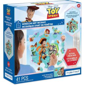 Make It Real Disney: Window Art Mosaic – Frozen – 41 pcs, Reusable Window Puzzle Clings, Creates a 10.5 x 9.5 Image, Kids Ages 6+(Toy Story)