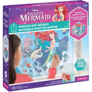 Make It Real Disney: Window Art Mosaic – The Little Mermaid – 106 pcs, Reusable Puzzle Window Clings, Creates a 17.3 x 16.5 Image, Kids Ages 6+